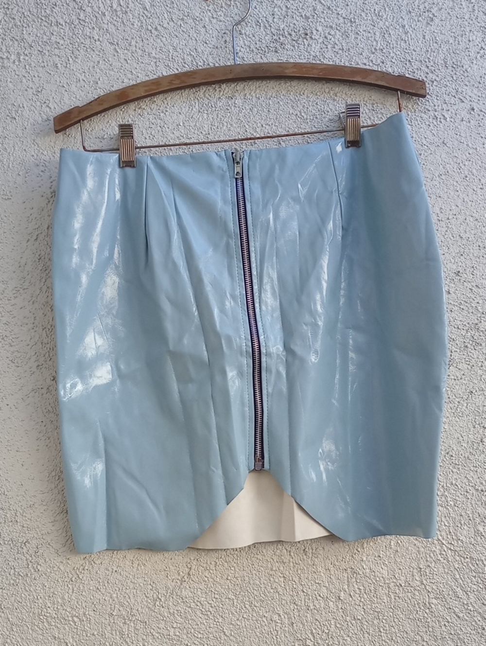 PrettyLittleThing Baby Blue Vinyl Zip Front Mini Skirt Y2K Streetwear Festival 8